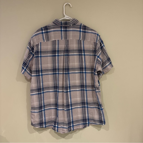 Eddie Bauer Short Sleeve Plaid Button-Down Shirt - Blue & Gray - Picture 2 of 8